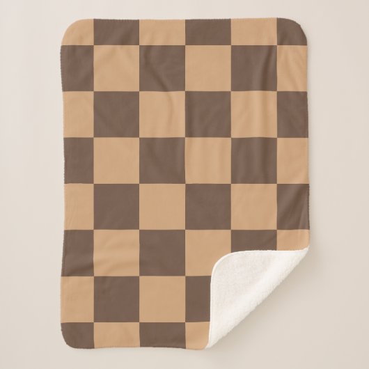  geruit in warme browns sherpa deken (Voorkant)