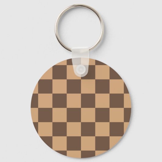  geruit in warme browns sleutelhanger (Voorkant)