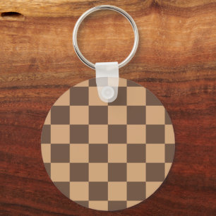  geruit in warme browns sleutelhanger