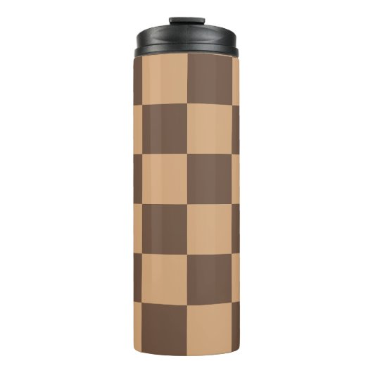  geruit in warme browns thermosbeker (Voorkant)