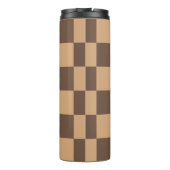  geruit in warme browns thermosbeker (Achterkant)