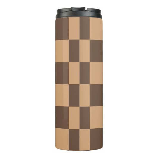  geruit in warme browns thermosbeker (Achterkant)