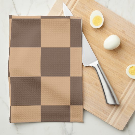 Geruit in warme bruintinten theedoek (Quarter Fold)