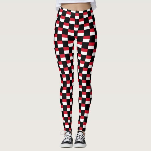 Geruit Indonesisch vlag patroon Leggings (Voorkant)