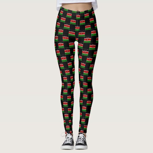 Geruit Keniaans vlagpatroon Leggings (Voorkant)