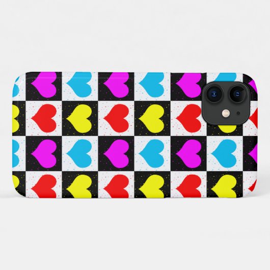 Geruit kleurrijk hartenpatroon Case-Mate iPhone case (Achterkant (horizontaal))