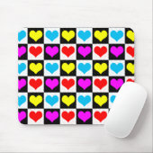 Geruit kleurrijk hartenpatroon muismat (Met muis)