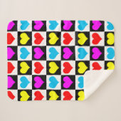 Geruit kleurrijk hartenpatroon sherpa deken (Voorkant (horizontaal))