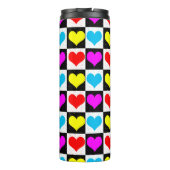 Geruit kleurrijk hartenpatroon thermosbeker (Achterkant)
