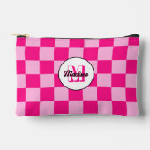 Geruit licht heet roze geometrische retro Monogram Etui (Voorkant)