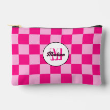 Geruit licht heet roze geometrische retro Monogram