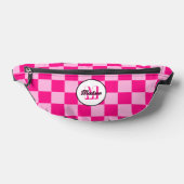 Geruit licht heet roze geometrische retro Monogram Heuptasje (Liggend)