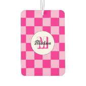 Geruit licht heet roze geometrische retro Monogram Luchtverfrisser (Achterkant)