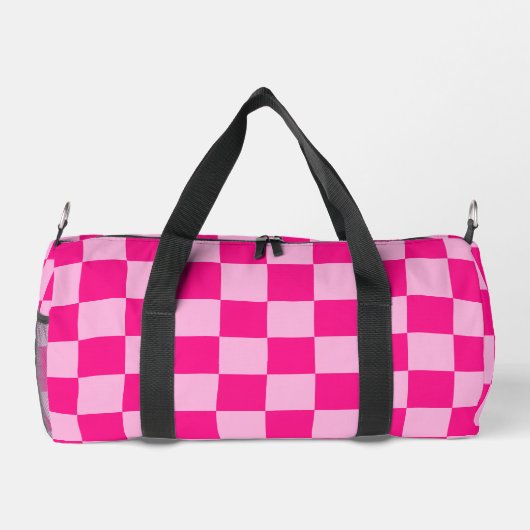 Geruit licht heet roze geometrische retro Monogram Plunjezak (Achterkant)