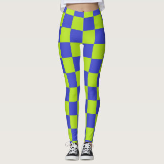 Geruit lichtgroen en blauw leggings