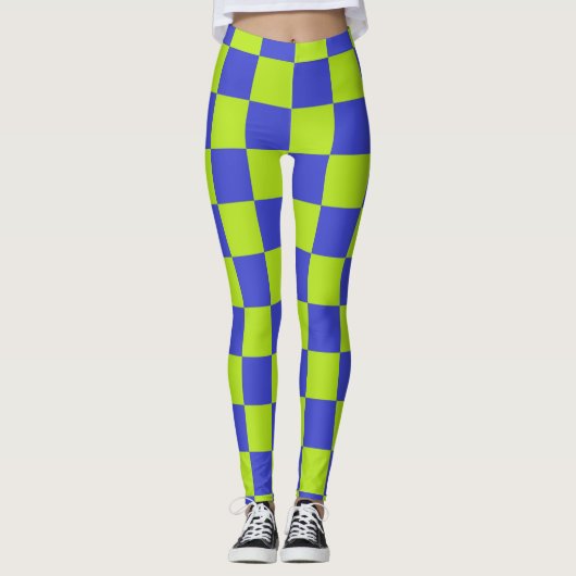 Geruit lichtgroen en blauw leggings (Voorkant)