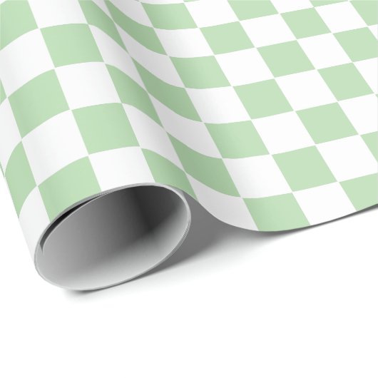 Geruit lichtgroen en wit cadeaupapier (Rol Hoek)