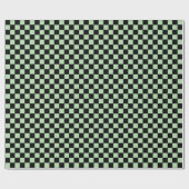 Geruit lichtgroen en zwart cadeaupapier (Vlak)