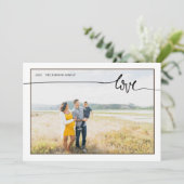 Geruit LOVE Minimaal Script Bruine Kerstkaart (Staand voorkant)