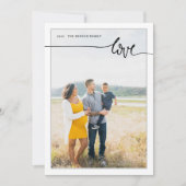 Geruit LOVE Minimal Script Grijs Verticaal Vakanti Feestdagenkaart (Voorkant)