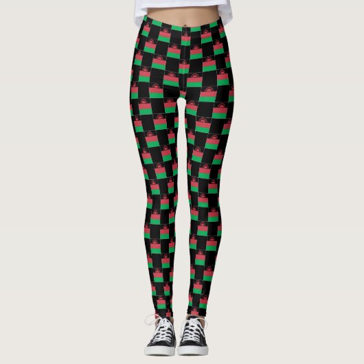 Geruit Malawi-vlagpatroon Leggings (Voorkant)