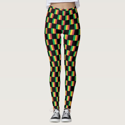 Geruit Mali-vlagpatroon Leggings (Voorkant)