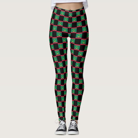 Geruit Mauritaans vlagpatroon Leggings (Voorkant)