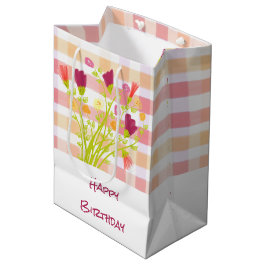 geruit met bloemen medium cadeauzakje