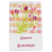 geruit met bloemen medium cadeauzakje (Voorkant)