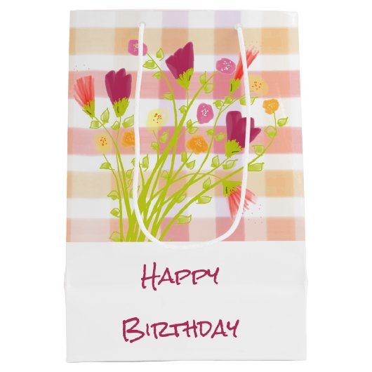 geruit met bloemen medium cadeauzakje (Achterkant)