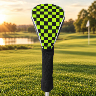 Geruit Neon Groen en Zwart Golfheadcover