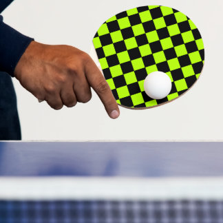 Geruit Neon Groen en Zwart Tafeltennisbatje