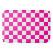 Geruit Neon Roze en Wit  Badmat (Voorkant)