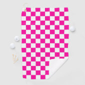Geruit Neon Roze en Wit Golfhanddoek (Insitu)