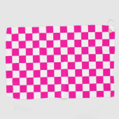 Geruit Neon Roze en Wit Golfhanddoek (Horizontaal)