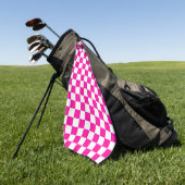 Geruit Neon Roze en Wit Golfhanddoek (Groen)