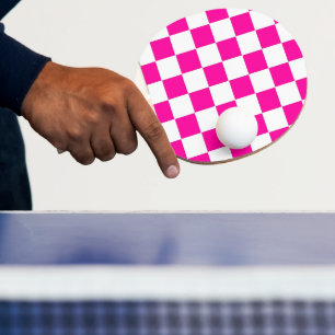 Geruit Neon Roze en Wit Tafeltennisbatje