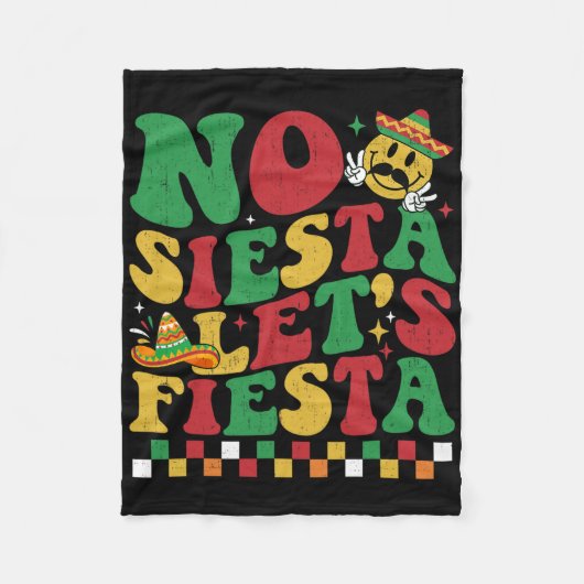 Geruit No Siesta Let's Fiesta Grappig Cinco de Ma Fleece Deken (Voorkant)