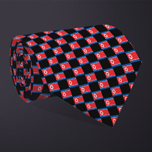 Geruit Noord-Korea vlag patroon Stropdas