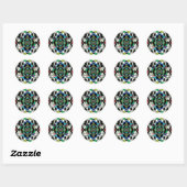 Geruit ontwerp ronde sticker (Vel)