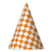 Geruit Oranje en Wit Feesthoedjes (Links)