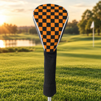 Geruit Oranje en Zwart Golfheadcover