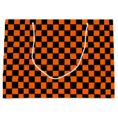 Geruit Oranje en Zwart Groot Cadeauzakje (Voorkant)