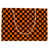 Geruit Oranje en Zwart Groot Cadeauzakje (Achterkant)