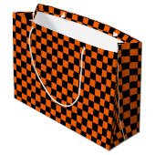 Geruit Oranje en Zwart Groot Cadeauzakje (Achterkant Gekanteld)
