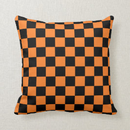 Geruit Oranje en Zwart Kussen