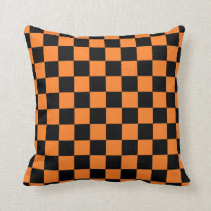 Geruit Oranje en Zwart Kussen