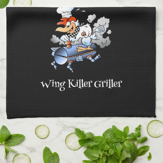 Geruit Past Chicken Mascot Griller Blad Custom Theedoek (Gevouwen)