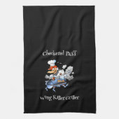 Geruit Past Chicken Mascot Griller Blad Custom Theedoek (Verticaal)