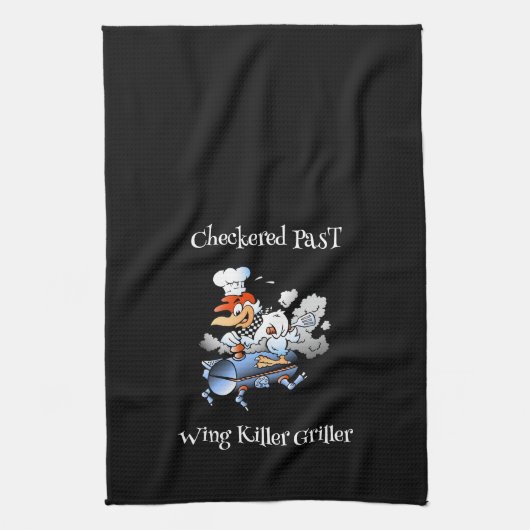 Geruit Past Chicken Mascot Griller Blad Custom Theedoek (Verticaal)